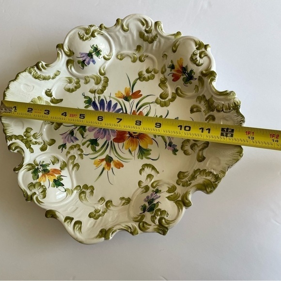 Italy made flora decorative keramiik faience schale 13”x12”x2” - Picture 9 of 16